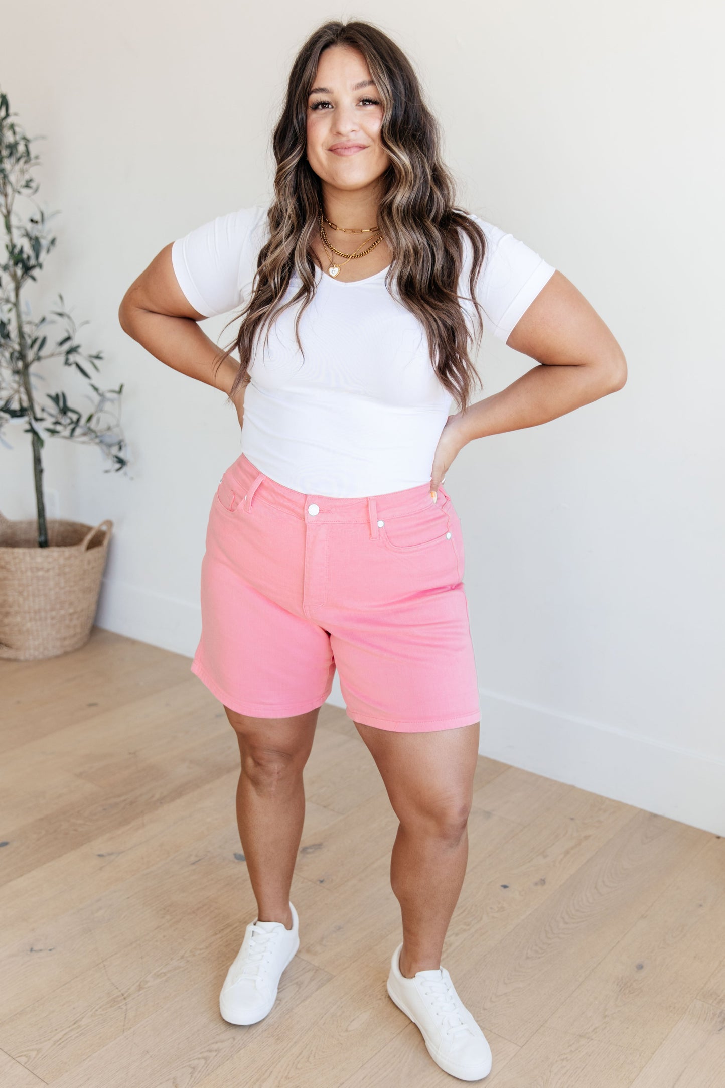 Pink Taffy Cuffed Shorts | Judy Blue