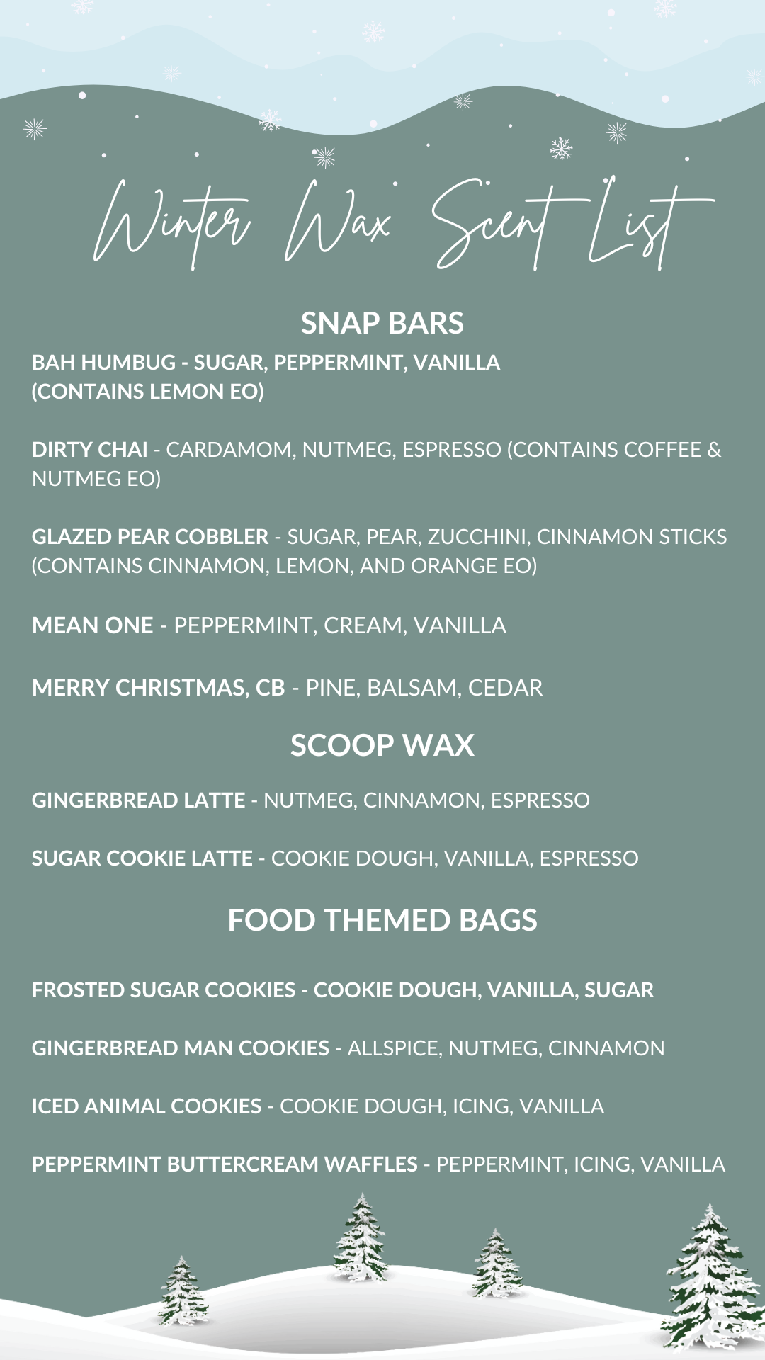 Winter Wax Melts | Scoops