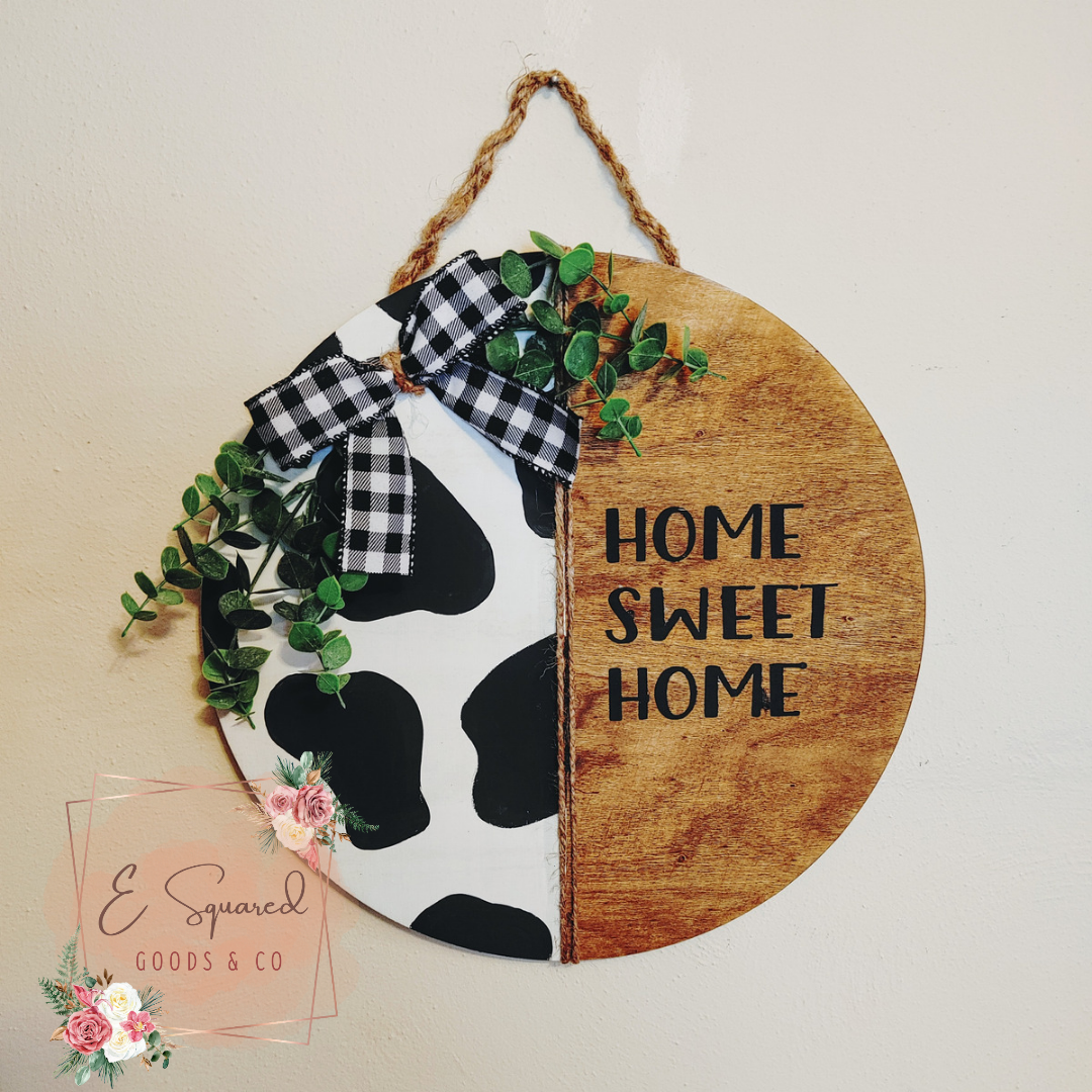 Cow Print Door Hanger
