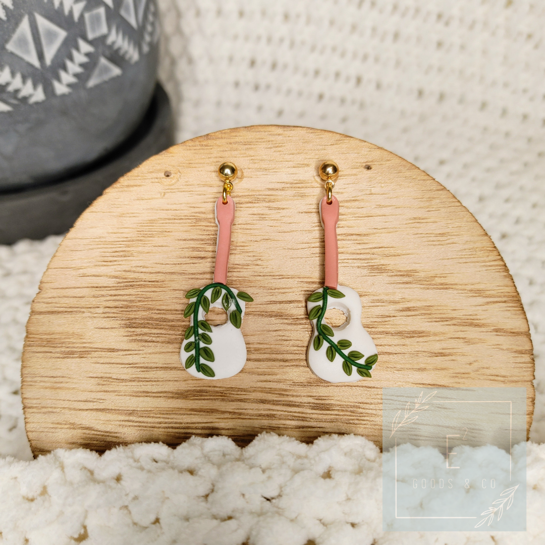 Guitar Love It Handmade Clay Earrings