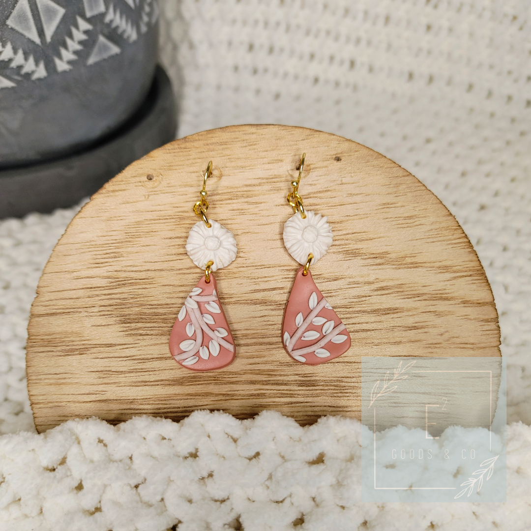 White Trumpets Handmade Clay Earrings