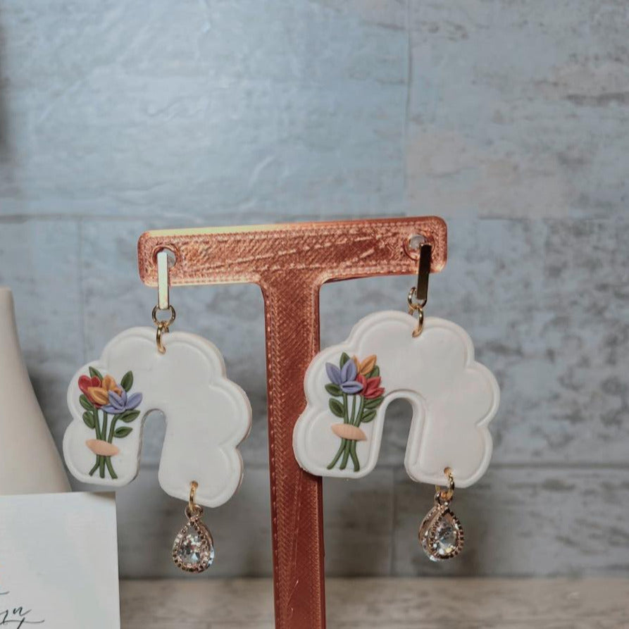 Spring Showers Bouquet Handmade Clay Earrings