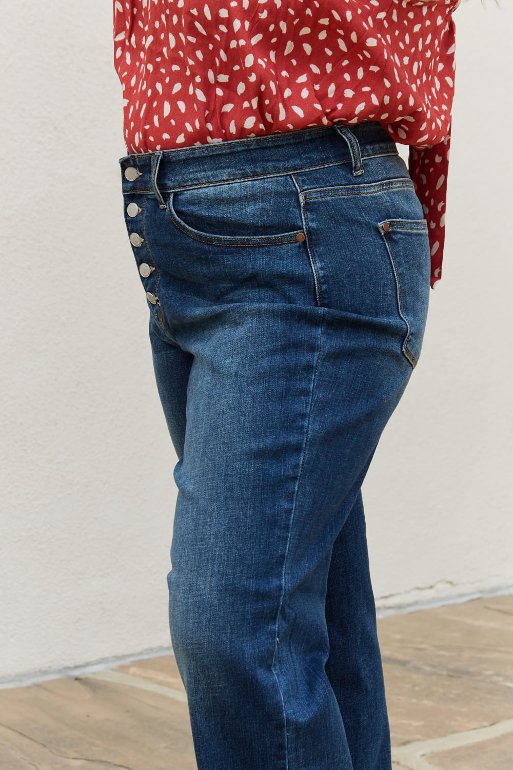Pauline High Waisted Button Fly Wide Leg Jeans