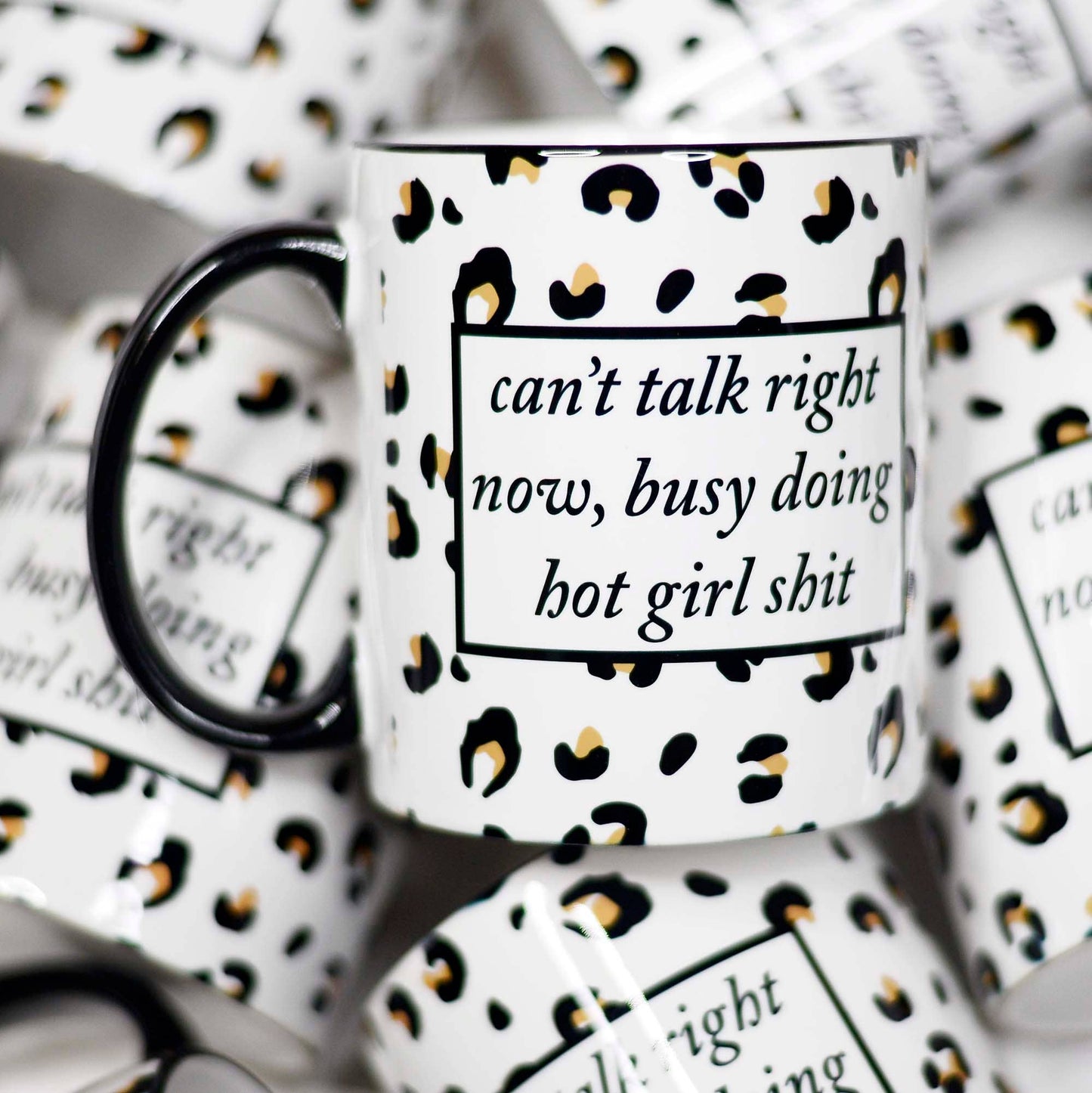 Can't Talk Right Now Leopard Ceramic Mug