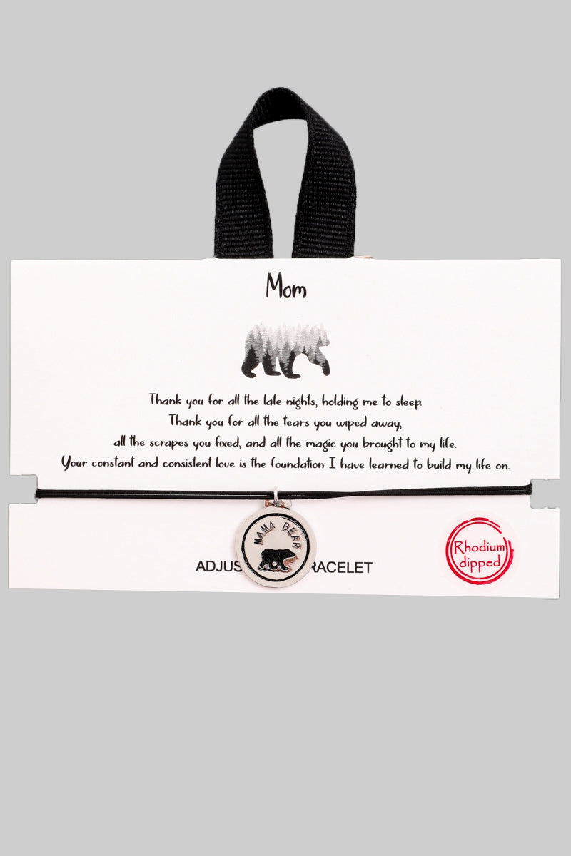 Mama Bear Coin Adjustable Bracelet - E Squared Goods & Co.