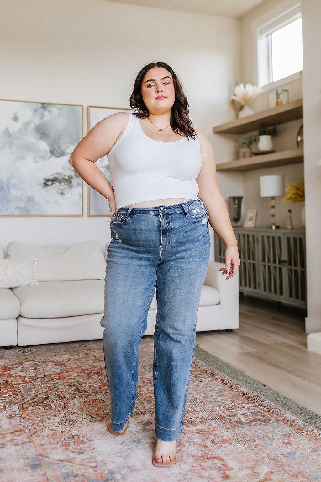 Katrina Distressed Denim Trousers