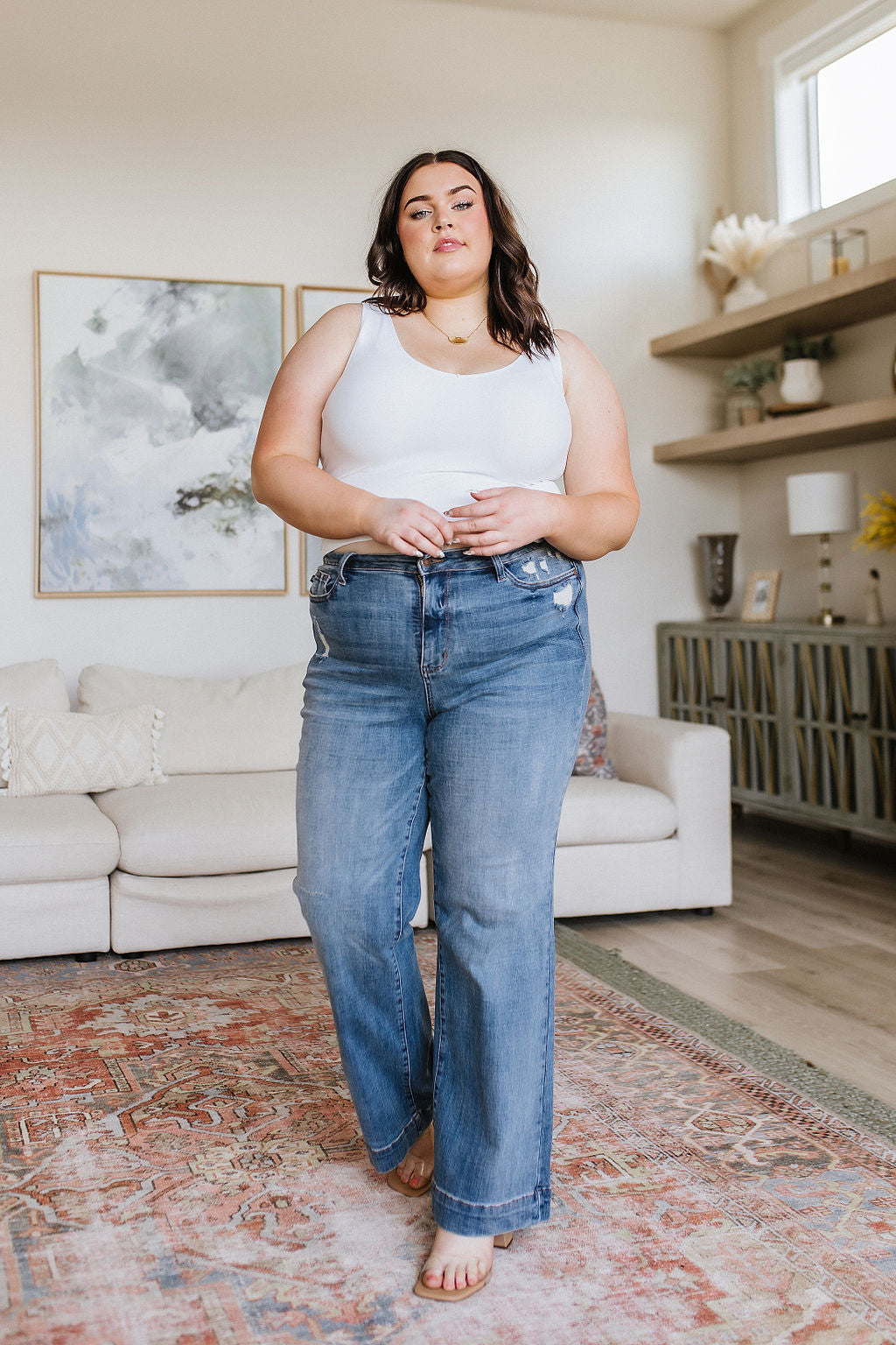 Katrina Distressed Denim Trousers