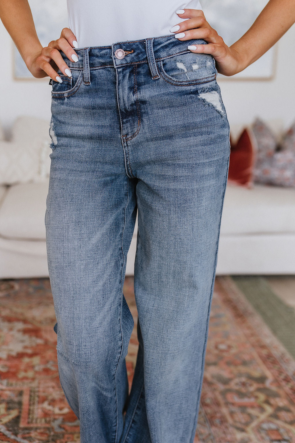 Katrina Distressed Denim Trousers