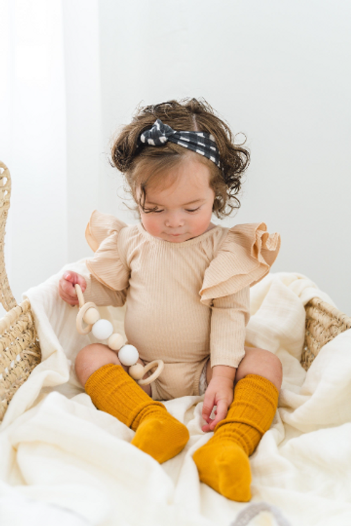 Knotted Black Gingham Nylon Headband