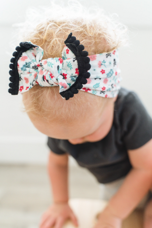 Skull and Floral Nylon Headband
