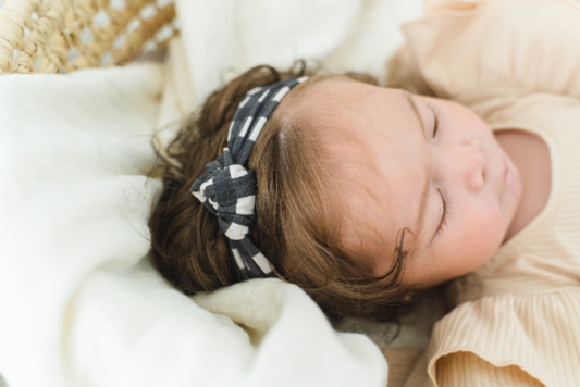 Knotted Black Gingham Nylon Headband
