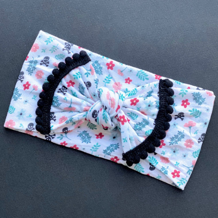 Skull and Floral Nylon Headband