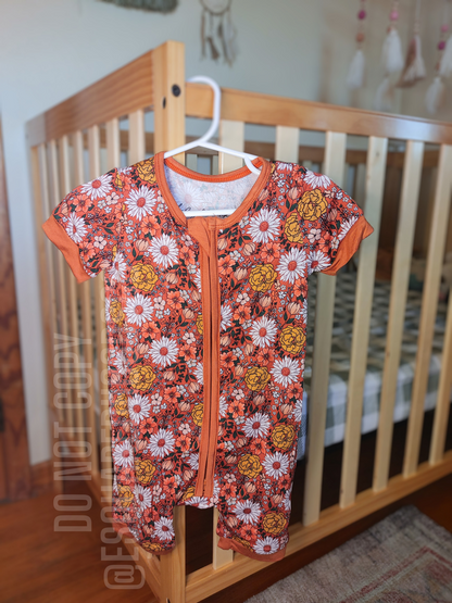 Autumn Floral Bamboo Shortie Romper