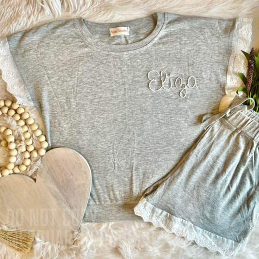 Embroidered Girls Lounge Set