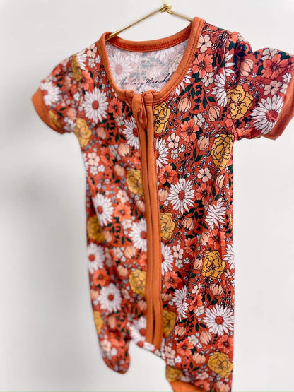 Autumn Floral Bamboo Shortie Romper