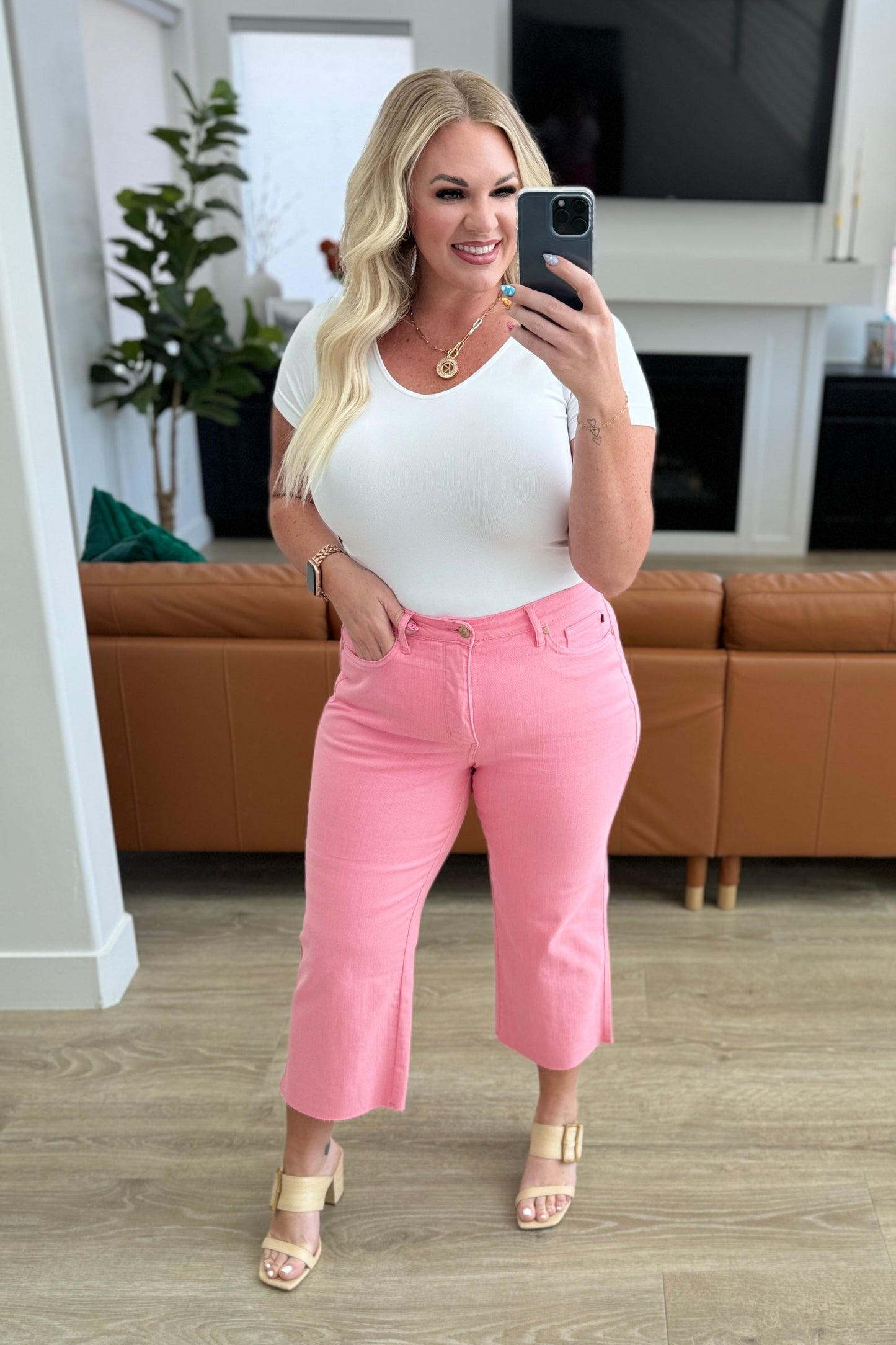 Pretty in Pink Crop Jeans | Judy Blue