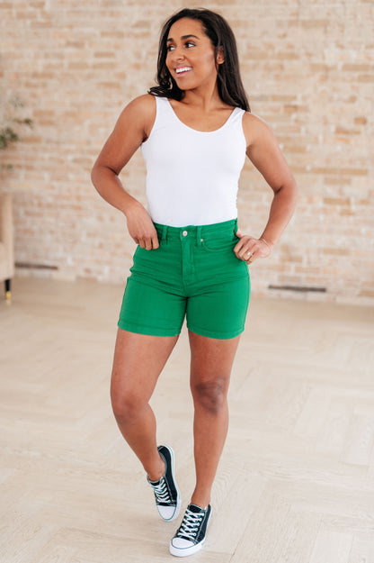 Green Goddess Cuffed Shorts | Judy Blue