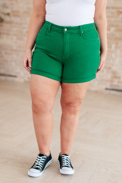 Green Goddess Cuffed Shorts | Judy Blue