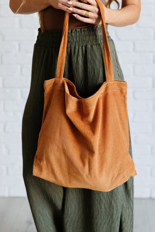 Last Minute Corduroy Tote - Brown