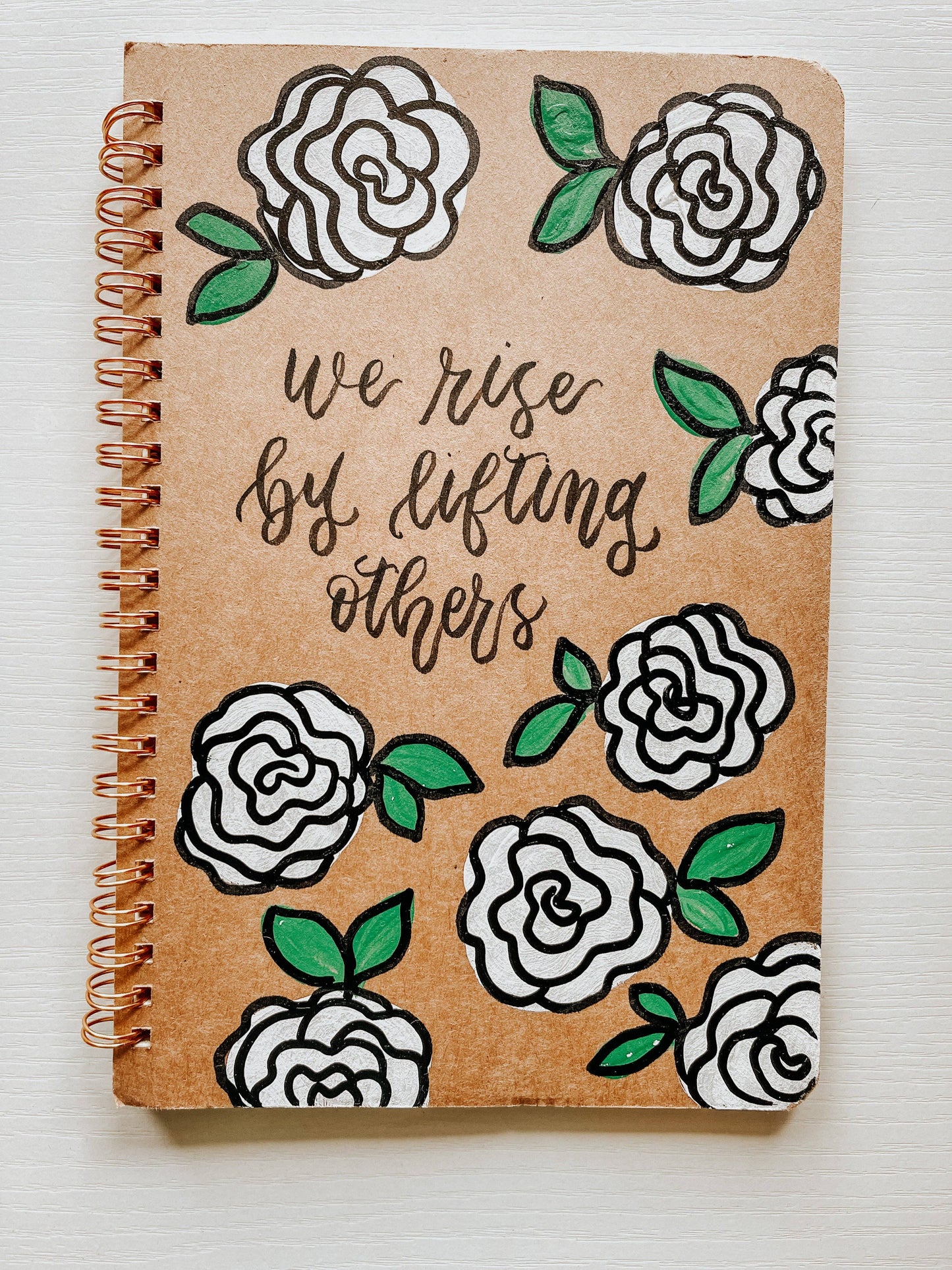 We Rise by Lifting Others Hand-Painted Spiral Bound Journal