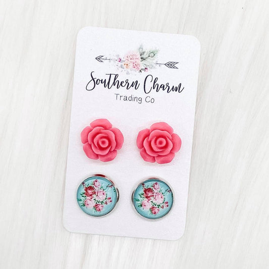 Hot Pink Roses & Roses on Mint in Stainless Steel - E Squared Goods & Co.