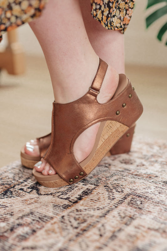 Walk This Way Wedge Sandals - Antique Bronze