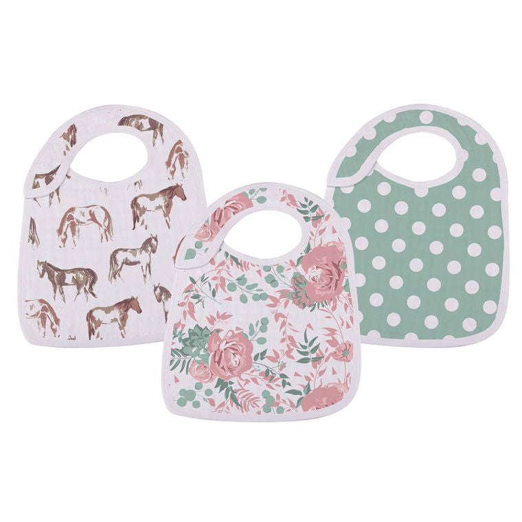 Horses and Roses Snap Bibs - E Squared Goods & Co.